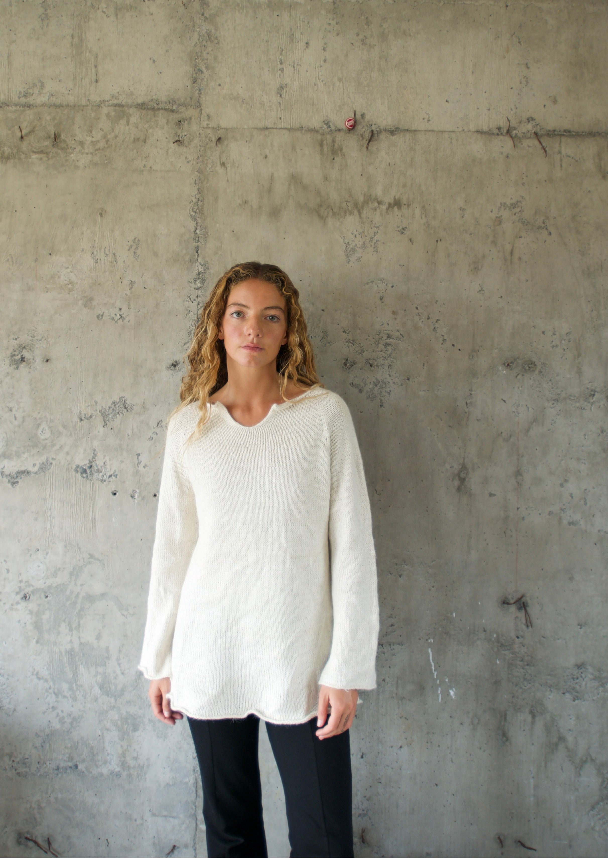 Sweater alpaca blanco tajalete