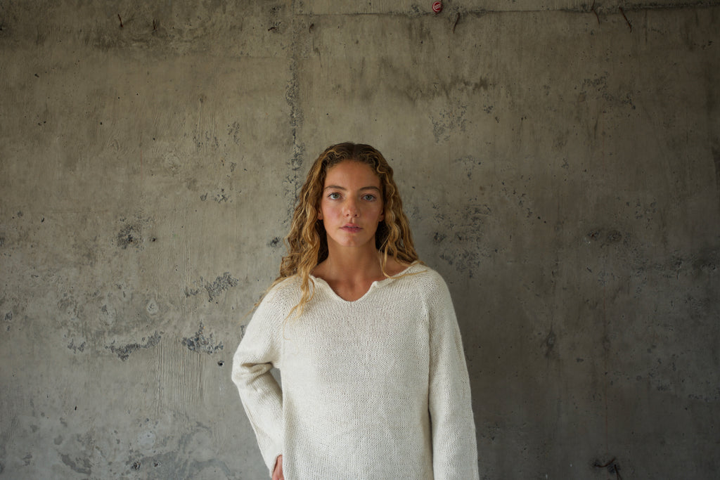 Sweater alpaca blanco tajalete