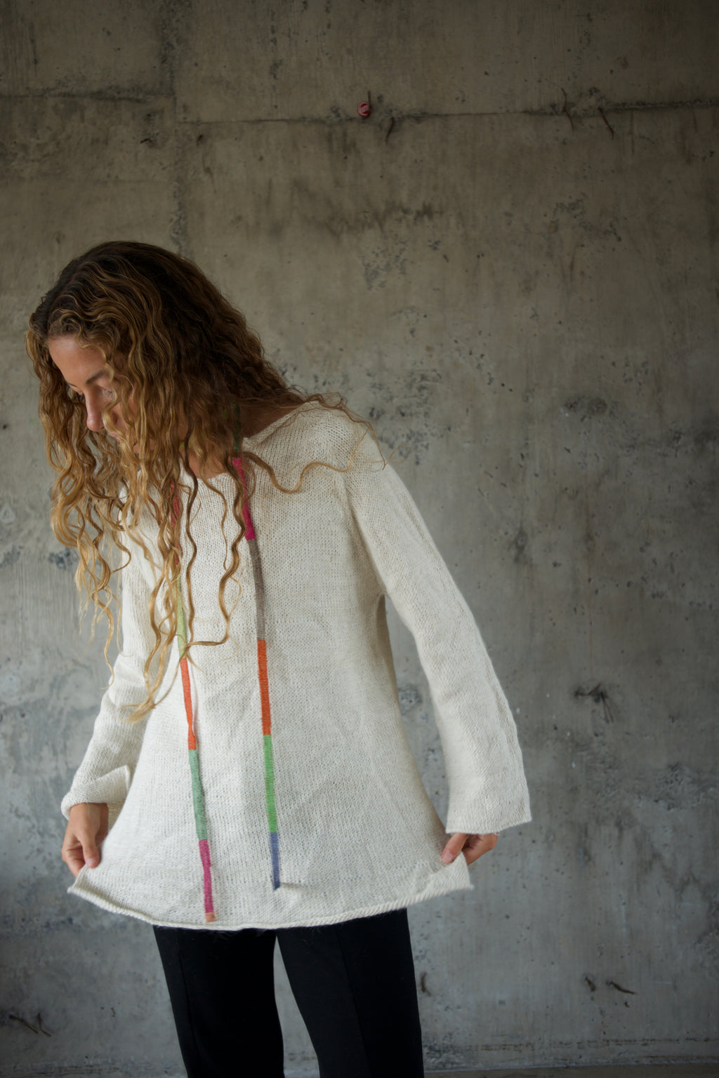 Sweater alpaca blanco tajalete