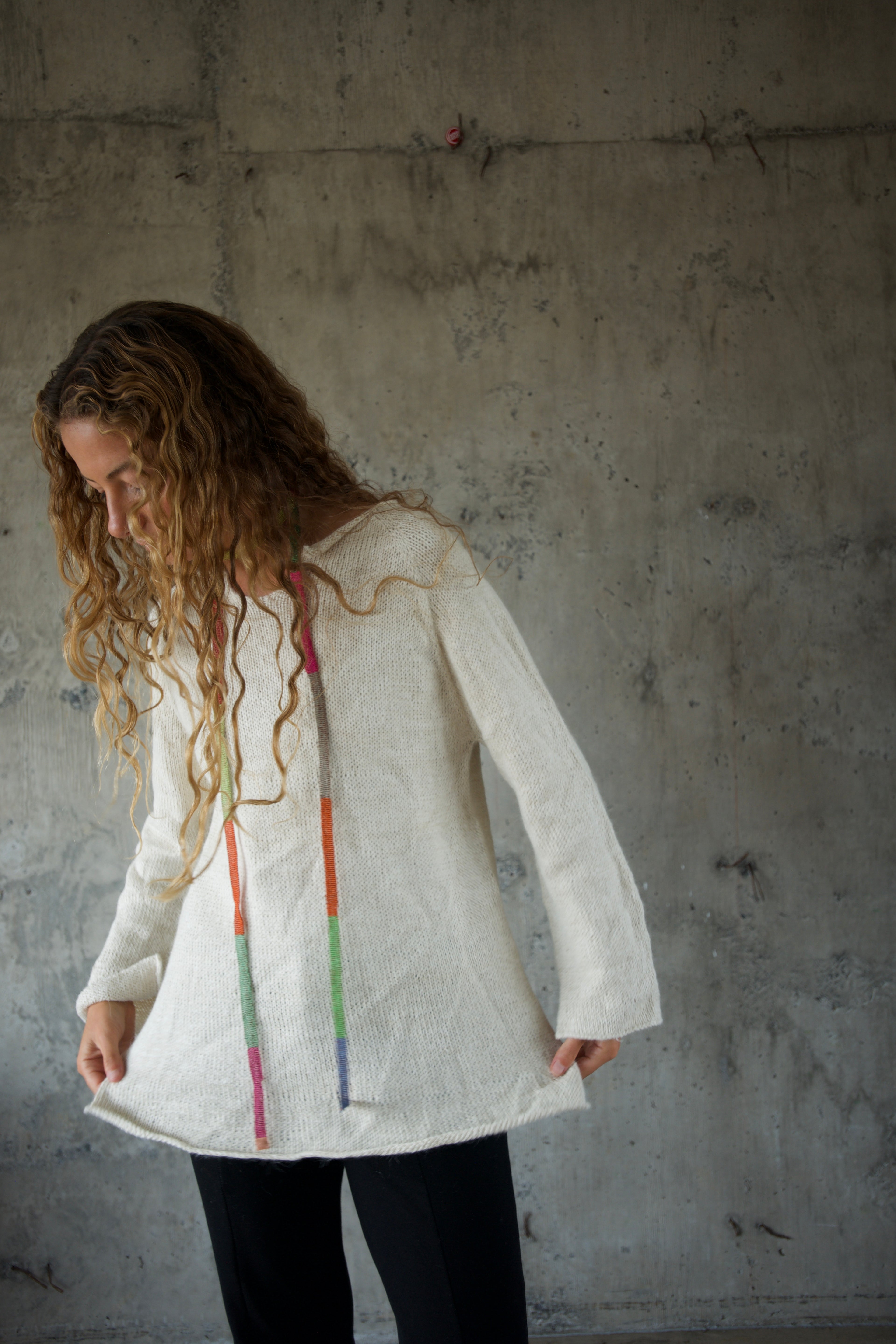 Sweater alpaca blanco tajalete