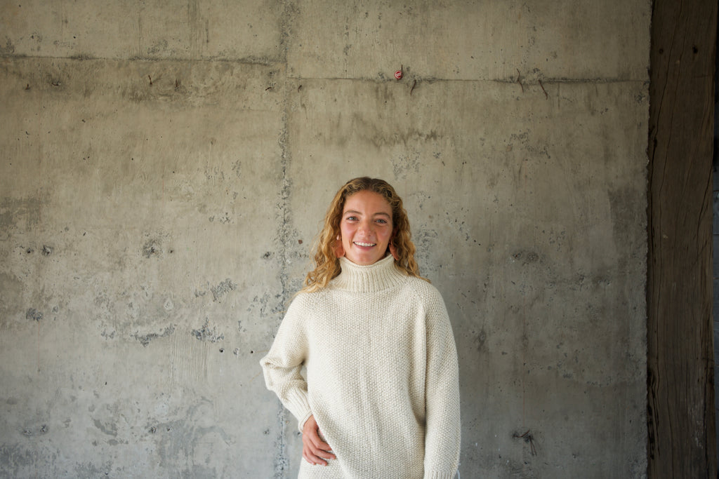 Sweater alpaca blanco punto arroz