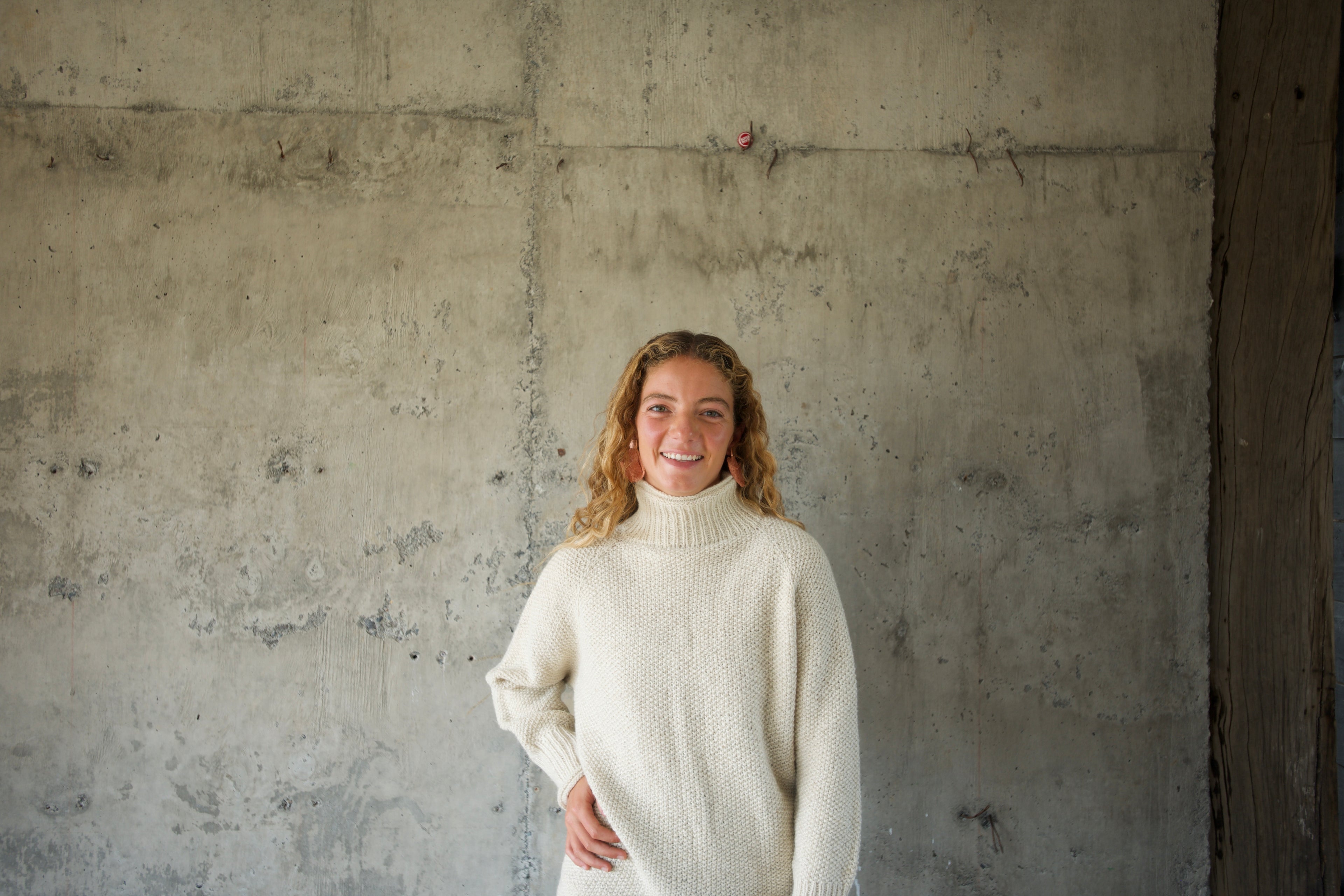 Sweater alpaca blanco punto arroz