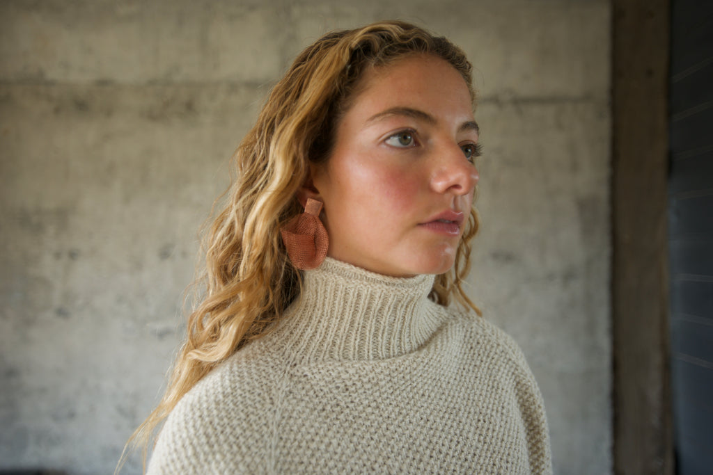 Sweater alpaca blanco punto arroz