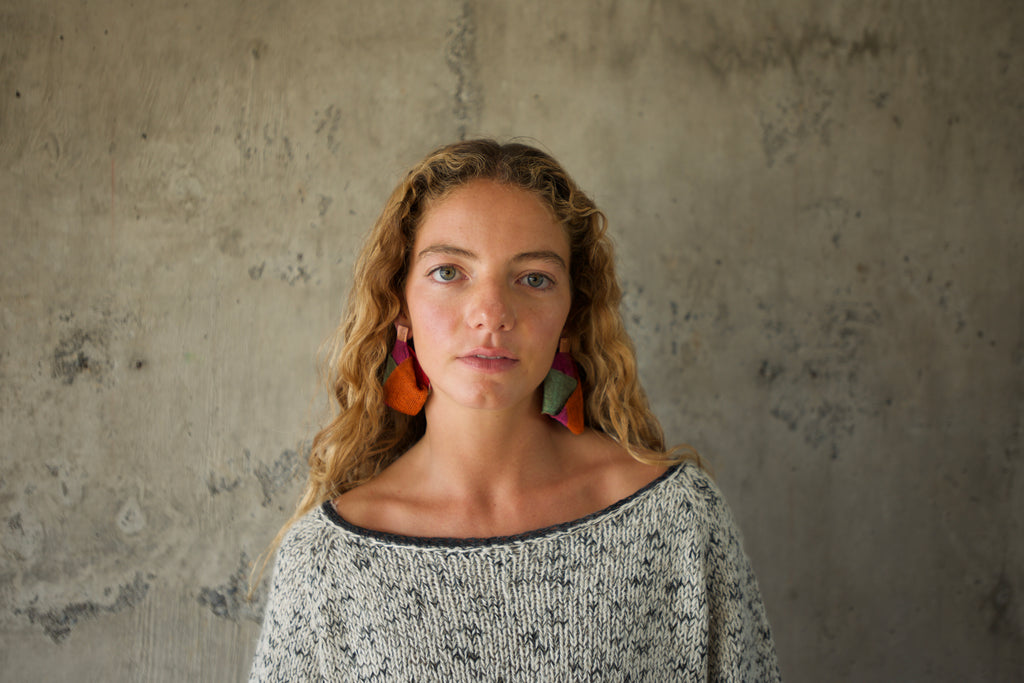 Sweater jaspeado alpaca blanco marengo orilla lino